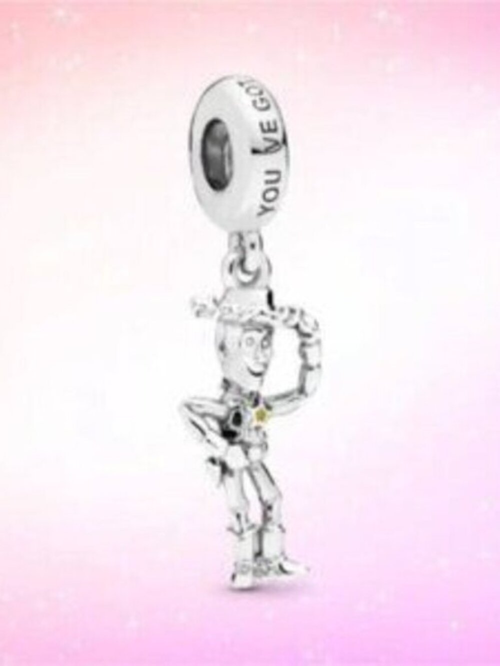 Pandora Silver Toy Story Woody Dangle Charm with Black and Yellow Accents